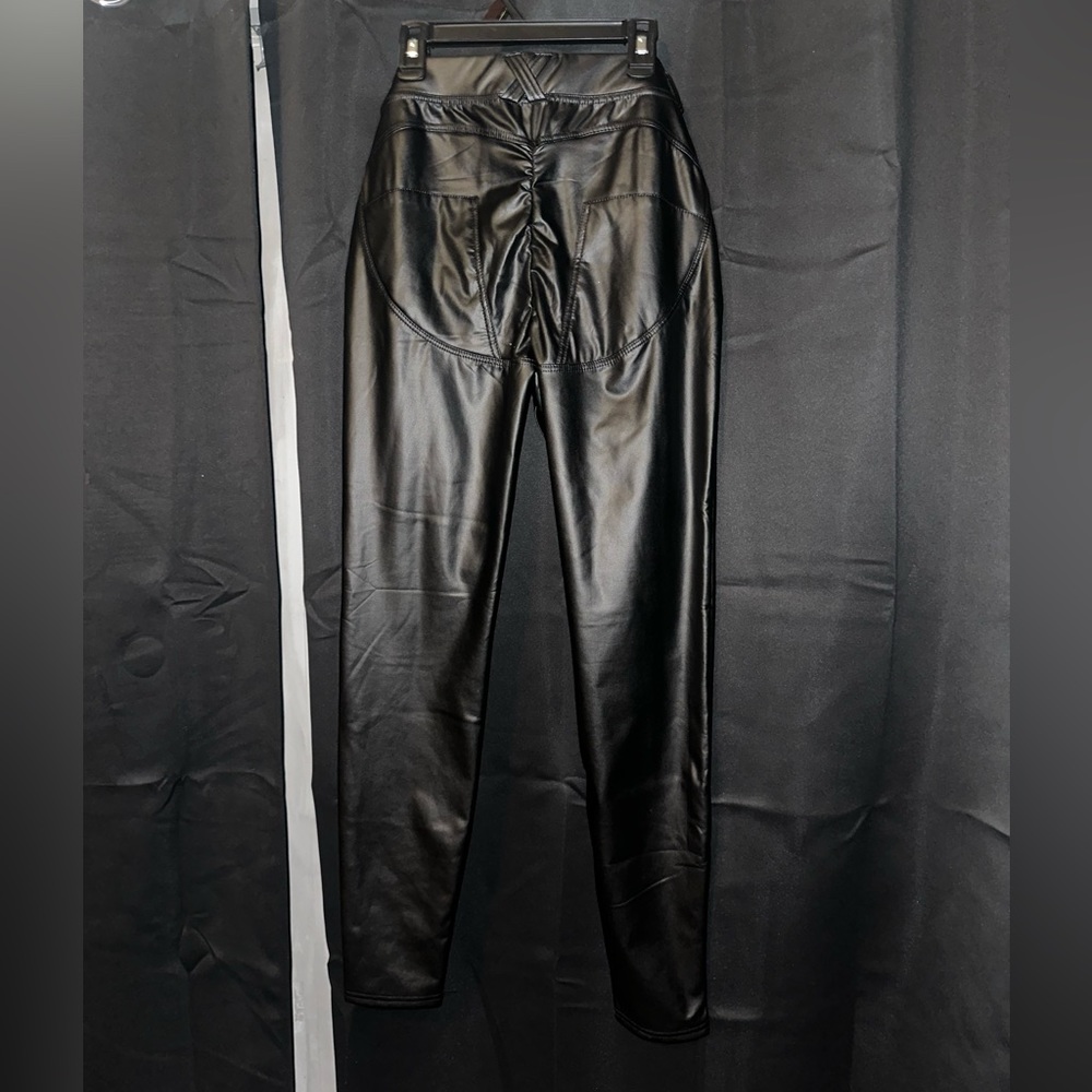 Faux leather black joggers - Picture 4 of 7